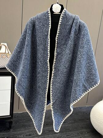 1pc Minimalist Solid Color Triangular Scarf Shawl For Women, Fleece Fabric, Suitable For Office, Outdoor Travel, Autumn/Winter, Fashionable & Warm