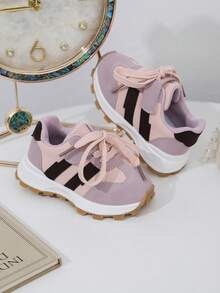 1 双男女通用 PU 绑带和钩环设计经典复古运动鞋，适合所有季节 - 粉色 - 查看 1