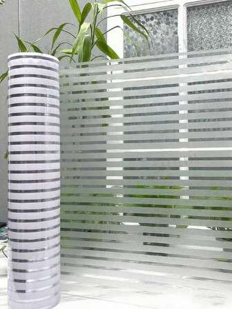 1 pieza Película de ventana de vidrio esmerilado, pegatina traslúcida de privacidad para oficina, baño, decoración de habitación, decoración de cocina, decoración de pared, sin pegamento, decoración de pared