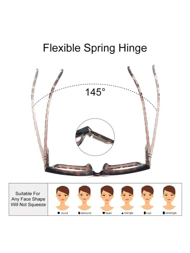 3副经典方形镜框黑色玳瑁纹透明眼镜，适合阅读、返校、护眼、日常佩戴，透明眼镜配件 - 無色 - 查看 7