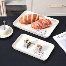 1 Teebrett, rechteckig aus ABS Material, zum Abstellen von Teetassen, Wassergläsern, Tellern, Dim Sum Aufbewahrungsplatten, Serviertabletts, Kaffee- und Brotplatten, Obstmahlzeiten-Tabletts, geeignet für Familien-Restaurants, Schul-Cafés, Bäckereien, Teller