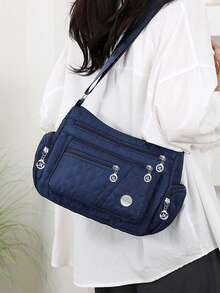 Túi đeo chéo phong cách retro Ins, dung tích lớn, dây đeo vai điều chỉnh được, túi xách tay, túi da xếp ly, túi đeo vai cá nhân hóa mới dành cho nam giới, thích hợp cho sinh hoạt thường ngày, đi làm, du lịch, đi học, đại học, quà tặng Valentine, túi du lịch. - Màu xanh lam - Xem 5