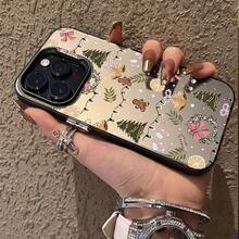 1pc Fashionable & Romantic Christmas Theme Cartoon Pattern Electroplated Acrylic Anti-Drop Phone Case, Compatible With Apple 16/15 Pro Max/15 Plus/15 Pro/15/14 Pro Max/14 Plus/14 Pro/14/13 Pro Max/Pro Max/12 Pro Max/12 Pro/12/11 Pro Max/11, Perfect Christmas, New Year, Easter Gift For Family And Friends, Best Christmas Choice