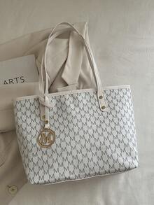 大容量女士通勤包，个性化手提包，2025新款精致小众单肩包，高品质女士包 - 白色 - 查看 6