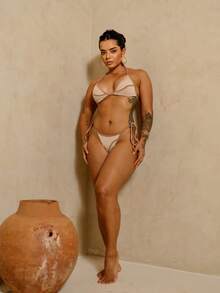 Essenza 3-Piece Bikini Set With Beach Cover-Up – European Style Bow Bikini Set With Ruffle Cover-Up | Resort Fashion - 榛果奶油 - 查看 4