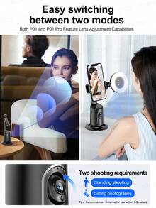 AXNEN Auto Face Tracking 360° Rotation Gimbal With Dimmable Fill Light,Cold Shoe Mount Gesture ControlSmartphone Phone Holder For AI Smart Shooting,Selfie Vlogging, Streaming.Living Vlog,And Video Calls