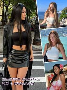 Clip In Hair Extensions 6PCS Straight 20" Hair Extensions For Women,Heat Resistant Synthetic Hairpiece For Women Daily - Multicolor - View 9