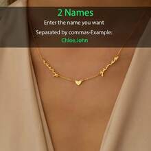 Personalized 2 Name Heart Pendant Necklace - 18K Gold Plated Stainless Steel Elegant Minimalist Jewelry, Custom Gift For Valentine's Day, Christmas, Mother's Day And Anniversary, Romantic Jewelry, Heart Jewelry, Fashion Design - Multicolor 2 - View 11