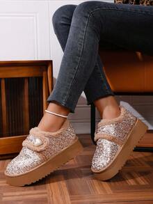 2025 New Women Fashion Flat Comfortable Glitter Perforated Shoes For Winter