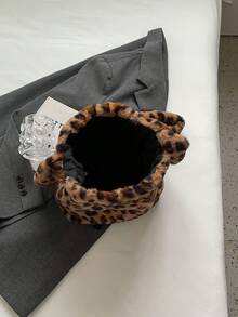 TIANDINGYU Women's Plush Shoulder Bag, Fashion Drawstring Crossbody Bag, Casual Street Style Ladies' Shoulder Bag, Minimalist Work Commute Handbag