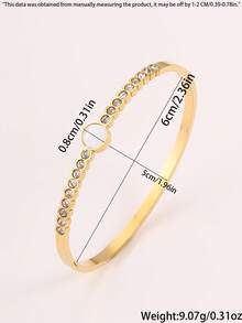 1 pieza Brazalete clásico de acero inoxidable bellamente brillante con disco incrustado de circonita sintética de colores, para uso diario de hombres, mujeres y parejas, ideal como regalo de vacaciones