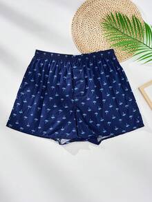 3 件/包男士透气松紧腰印花平角短裤，宽松休闲内裤 - 彩色 - 查看 4