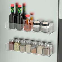 Adhesive Acrylic Spice Rack Organizer For Wall With Nano Double Sided Tape, Spice Shelf Organization For Kitchen Cabinet Door/Pantry Door, Wall Mount Seasoning Rack (Clear-2 Pack) - 透明2件裝 - 查看 4