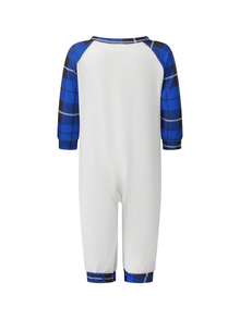 2-Piece Family Matching Christmas Set - Tree Print Long Sleeve Top And Plaid Pants, Holiday Loungewear