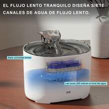 Bebedero para Gato con Luz LED, 74oz/2.2 L Fuente de Agua para Gatos, Fuente para Mascotas con Bomba Ultra Silenciosa, Dispensador con Filtros de Agua para Gatos, Perros y Mascotas, Sin BPA - 1 - Ver 7