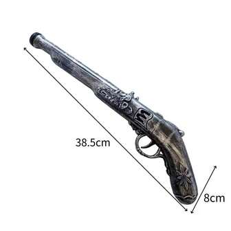 1pc Large Size Pirate Gun, Caribbean Pirate Cosplay Halloween Prop (Silver Gun Body Color May Vary)