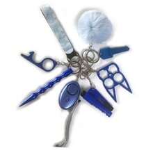 Llavero set de 8 piezas diseños variados accesorios metálicos para llaves organizador práctico regalo funcional portátil - Azul - Ver 1