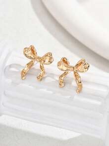 Elegant Bow Earrings For Women Hypoallergenic Lightweight Fashion Jewelry Simple Stylish Birthday Gift Idea Dainty Feminine Accessories