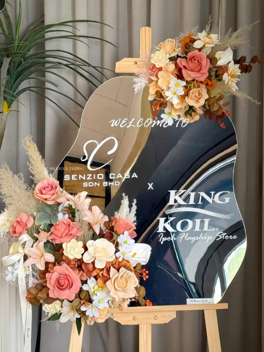 1pc 55 X 40 Cm Blank Acrylic Mirror Gold/Silver Wedding Sign, Bridal Shower Sign, Wedding Ceremony And Reception Sign, DIY Newlywed Couple Name, Wedding Date And Well Wishes, Birthday, Graduation, Summer Beach, Back To School, Room Decor - Multicolor - View 1