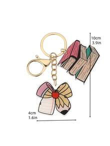 1pc Handmade DIY Acrylic Bow, Book, Pencil Keychain Pendant, Book Bow Pencil English Letter Keychain, English Slogan Rainbow Graduation Season, Back To School Season, Teacher's Day Keychain, Graduation Season Classmate Reunion For Teachers Christmas Gift Ideas Bag Lanyards With Id Holder Car Accessories Bag Charms