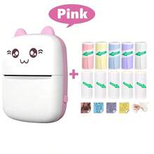 迷你口袋照片打印机，便携式无墨热敏打印机，57mm贴纸转印纸，无线蓝牙200dpi打印机，蓝/粉色 - Pink Printer with 10Rolls(5WS1CS5) - 查看 8