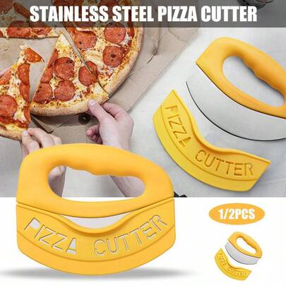 Premium Pizza Cutter Food Chopper ,Easy To Operate-Super Sharp Blade Stainless Steel Pizza Cutter Rocker Slicer With Protective Sheath Multi Function Pizza Knife Kitchen Tools,Dishwasher