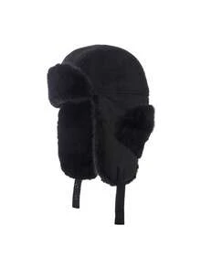 قبعة أذن مبطنة بالفرو من جلد البولي يوريثان سميكة مقاومة للرياح، قبعة طيار دافئة متعددة الوظائف، هدية أنيقة للخارج والدراجات والتزلج في فصل الخريف