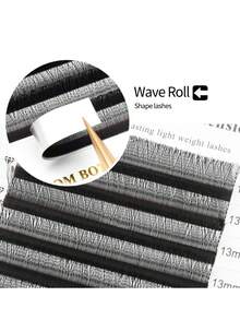 Bộ nối mi giả 12 hàng hình chữ U, 3D, 4D, 5D, dài 8-15mm, làm từ lông chồn, hàng mới về, mi giả nguyên khối dày dặn. - màu đen - Xem 3