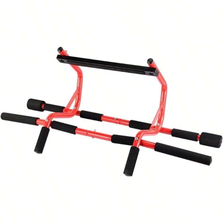 Moorstdel Klimmzugstange tür Türrahmen NoPunch Pull Up Bar mit mehreren Winkel Griff Unterstützung TürrahmenKeil zu verhindern dass Reckstange Indoor aus fallen Mehr für Home Fitness - NegroRojo - Ver 1