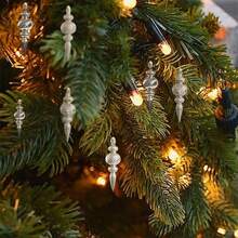 Set de 16 adornos navideños para árbol de Navidad: bolas brillantes con forma de calabaza para decorar casas de campo y fiestas navideñas. - Dorado - Ver 6