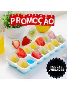 COMBO 3 Forma de Gelo Fundo de Silicone Para Papinha Casa Cozinha Geladeira e Freezer Coquetel - Multicolorido - Visão 8