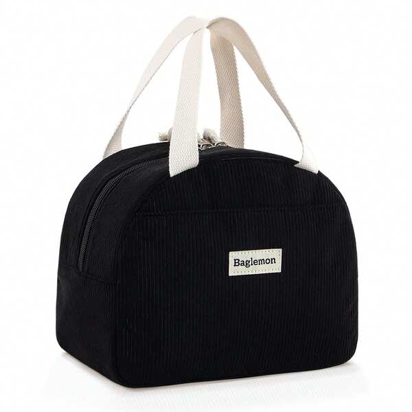 GODWOODS Bolsa térmica preta para almoço, unissex, reutilizável e de alta capacidade, ideal para levar comida para o trabalho ou piquenique.