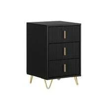 SoBuy Mesita de noche, mesita de noche con 3 cajones y compartimento de almacenamiento, mesa auxiliar moderna para dormitorio y sala de estar. - Negro - Ver 11