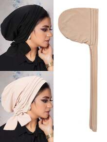 4pcs/Set Women's Elegant Solid Color Headband With Twist And Bow, Turban Hat Fashionable Cap For Spring And Autumn Bonnet Hair Bonnet Turban Sleep Bonnet - Multicolor - View 31