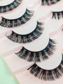 Hinarin 7 Pairs D Curl Russian Strip Lashes Wispy Fluffy Volume False Eyelashes Thick Dense Eyelashes Curly Dramatic Cross Faux Mink Eyelashes Extension Makeup