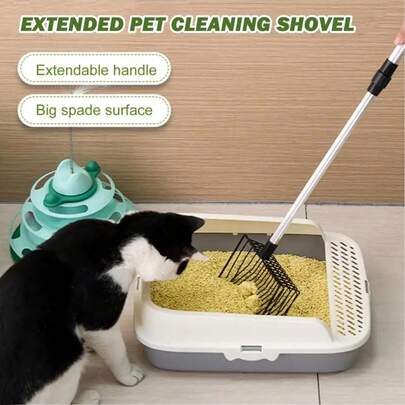 1PC Chicken Poop Scoopers, 3 In 1 Adjustable 22-42 Inch Long Cat Litter Scoop Chicken Scooper, Simple To Clean Metal Cat Litter Scoop Cat Poop Scooper, For Cat Chicken Farm Cleaning