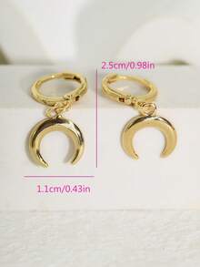 زوج من أقراط قلادة الهلال والبرق المطلي بالذهب عيار 18 قيراط بتصميم بسيط وأنيق، مناسب للنساء للاستخدام اليومي والتنقل والعطلات والحفلات والسفر كهدية