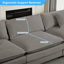 Puremind Modern 183.5'' U-Shaped Modular Sectional Sofa With 2 Ottomans,7-Seat Cloud Couch, Modern Chenille Sofa Sleeper Deep Seat Couches - 淺灰色 - 查看 9