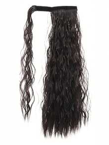 18-30 Inch Black/Brown/Golden Curly Wavy Invisible Corn Silk Ponytail Hairpiece With Claw Clip, Fluffy Ponytail Hair Extensions Suitable For Women And Girls, For Party And Daily Use - Black-brown - 查看 13