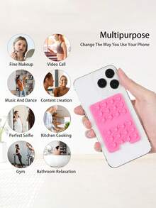 新款硅胶吸盘卡套，方形单面手机吸盘支架，粘性手机壳支架，硅胶手机配件，兼容苹果和安卓手机，自粘吸盘手机支架，多功能硅胶手机口袋吸盘手机壳 - 彩色 - 查看 6