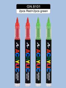 GuangNa Bộ 2/3/4/24 bút dạ acrylic đầu thẳng, đầu mềm, màu bền, mực dễ pha trộn. Thích hợp cho vẽ trên vải bố, đá, gỗ, thủy tinh, gốm sứ, vải và các dự án DIY. - Nhiều màu - Xem 19