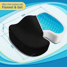 Office Chair Seat Cushion, Cooling Gel Enhanced Memory Foam Cushion For Long Sitting - Back, Sciatica, Coccyx, Tailbone Pain Relief Pillow - For Office, Gaming, Car, - Black - 黑色 - 查看 4
