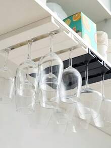 1 Piece Of Wine Glass Hanging Rack---Multi-Purpose Wine Glass Storage Rack, Easy To Install, Sturdy And Durable, With Self-Adhesive Stickers, Space-Saving, Punch-Free, Universal Cup Collector, High-Heeled Glass, Suitable For Home, Kitchen, Entrance, Living Room, Restaurant, Bar, Cabinet Under The Wine Glass Rack, Wall-Mounted Wine Rack, Storage Rack - Multicolor - View 2