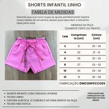 Kit de 3 Shorts Infantil Linho Com bolso Novidade Moda Infantil Verão - Multicolorido - Visão 3