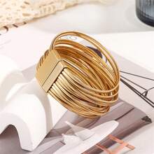 1 Pc Bohemian Style Multi-Layer PU Leather Bracelet, High Quality Color Blocking Series Leather Bracelet Jewelry