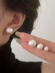 3 Pairs Elegant French Retro Minimalist All-Match Pearl Stud Earrings Set, High Quality, Versatile For Women, Suitable For Daily, Commute, Festivals, Engagement, Prom, Wedding