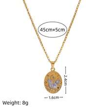 1pc Fashionable Retro Gold Oval Inlaid Zirconium Butterfly Swan Dragonfly Pomegranate Snake Stainless Steel Painted Necklace, Electroplated 18k Gold, Showcasing Charm And Personalized, Suitable For Women's Daily Dressing Decoration, Parties, Music Festivals. Gilded Jewelry, Ladies' Jewelry.