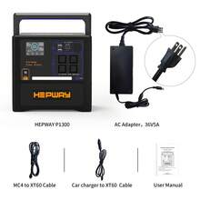 Hepway Portable Power Station 1300W, Foldable Soft-Touch Handle With 4*120V AC Outlet(Peak 2000W), USB-C PD 60W Backup 1154Wh Lithium Battery Pack Solar Generator For Outdoor Home Emergency Backup Camping Travel RV Van(Solar Panel Not Included) - màu đen - Xem 10