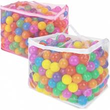 2 PCS Ball Pit Balls Bags - Storage Mesh Bag With Zipper Suitable For Storage,Sturdy And Durable,Large Size 17.7 X 11.8 X 13.7 Inches, Pink & White(Only Storage Bag,No Ball) - 1 - View 8