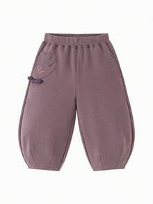mini bala Girls Balloon Pants Soft Comfortable Cute Versatile Fall Everyday Pants - Dark Purple - View 4